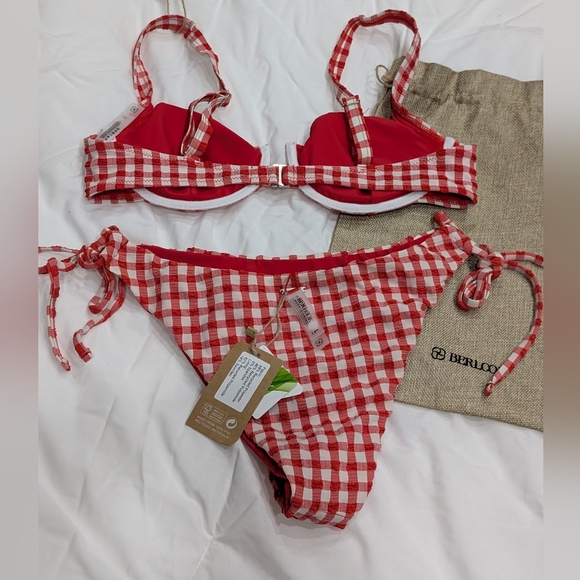 BERLOOK Nwt Red Plaid Bikini Set Large - Picture 2 of 2